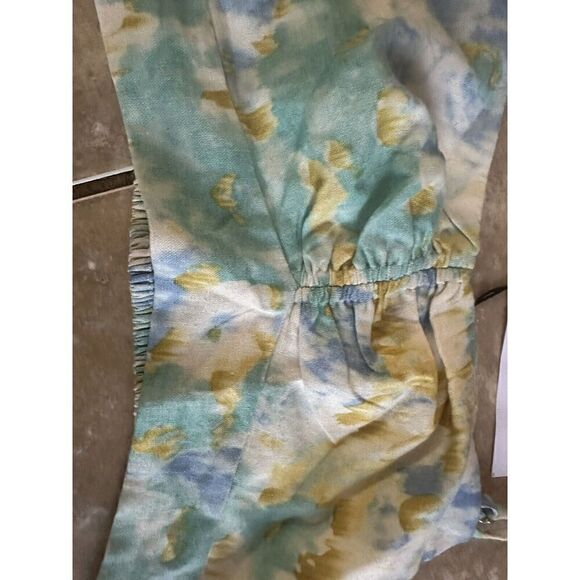 NWT Christian Lacroix M Linen Blend Crop Printed Top Colorful Adjustable Modern - Picture 2 of 6